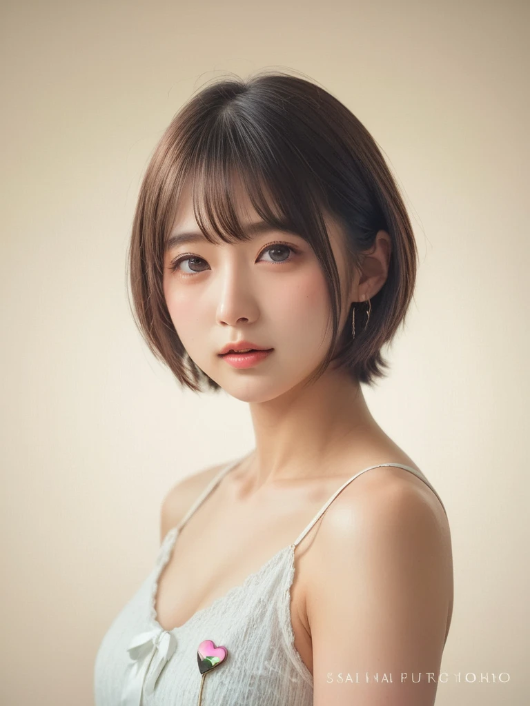 （(​masterpiece:1.4、top-quality))、(photographrealistic:1.4)、profetional lighting、physically-based renderingt,Cowboy Shot,Bery short hair、extra detailed face、Detailed skin、(Beautiful japanese girl:1.05)、thin bunches of bangs、knit、White Room、white walls、Bright lighting