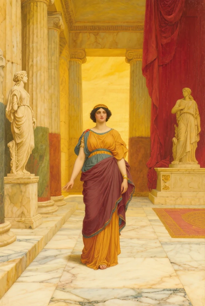 Interloper in a landscape with Warm Colors, Step-by-step, Stately, Precise, in the style of Antonio Canova, Giotto Di Bondone and Jacob Lawrence, 8k resolution --auto --s2