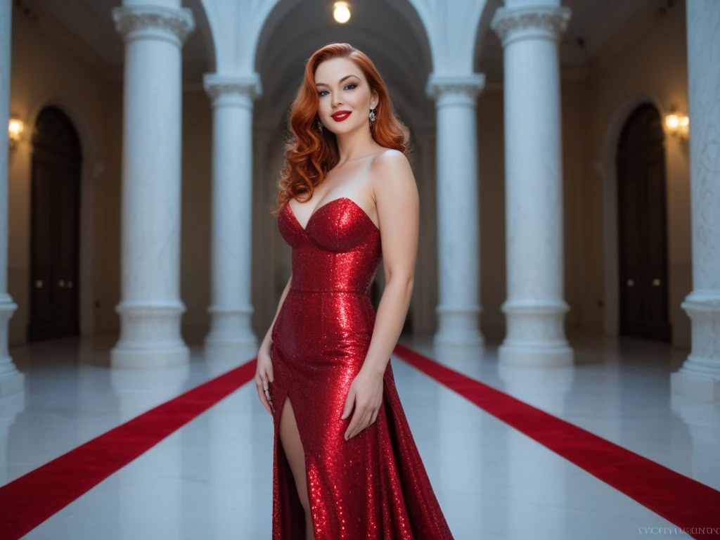 cinematic film still 1girl, solo, beautiful woman age 40, princess peach, best quality, high detail, high quality, standing, hands on hips,smile, <lora:VesperDress-45:0.9> pink long dress, (necklace), jewelry, earrings, bare arms, seductive, (makeup, eyeliner, eyeshadow, red lips), long dress, full body, high heels, crown, . shallow depth of field, vignette, highly detailed, high budget, bokeh, cinemascope, moody, epic, gorgeous, film grain, grainy