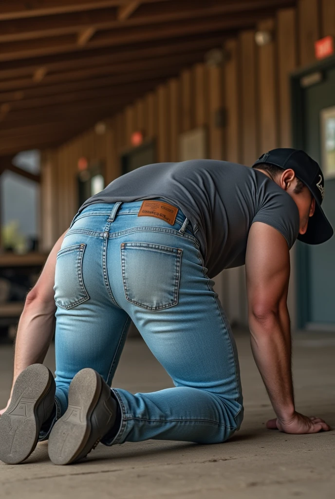 (1femboy chatting with elderly older guy bystanders:1.2), very very very beautiful blonde femboy, surprise buttsex, femboy-cowgirl at wild west frontier, dark hair, bikini top, flat chest:1.2, unbuttoned denim hotpants with bulge:1.2, I'm unzipping my pants revealing glimpse of pubic hair:1.5, I’m playing with my small penis:1.1, barelegs to cowboy boots, fullbody front-view:1.2, cowboy shot, surrounded by wildwest frontier town vibe, outdoor, skin glistening, sharp quality, my ass got spanked:1.1, 
