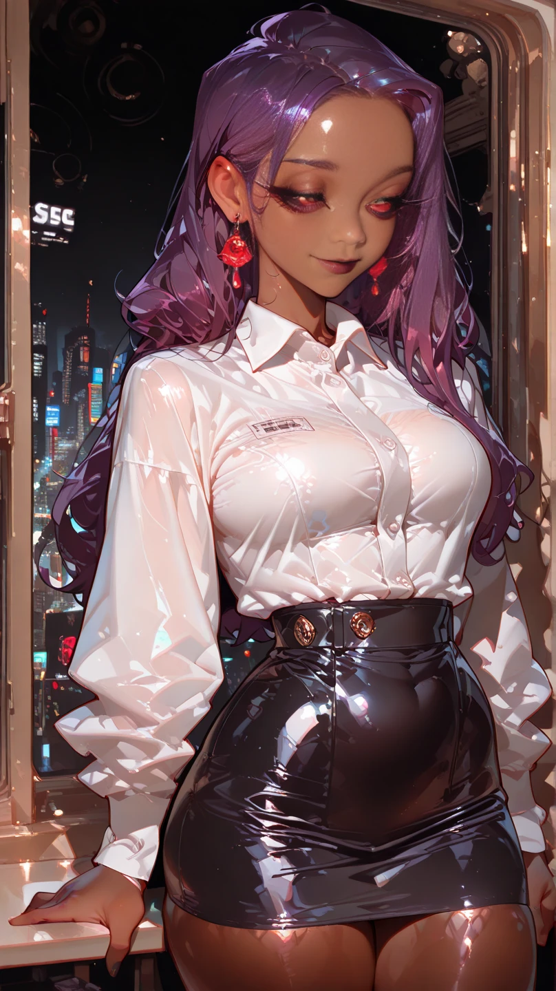 1 mature beautiful woman,(Highest quality,Extremely detailed depiction,Incredibly absurd high resolution,Anatomically accurate depiction,Curvy Legs),(Glowing Skin,Shiny skin),(A seductive former hostess),(Light colored off-shoulder tight sweater dress,Black Pantyhose),eyelash,(Pink Eyes,Sidelong glance,There is cleavage in the chest,A seductive smile,Glossy Lips,Flashy makeup,eye shadow,eyeliner,mascara,Seductive gestures),whole body,background:Inside the room,