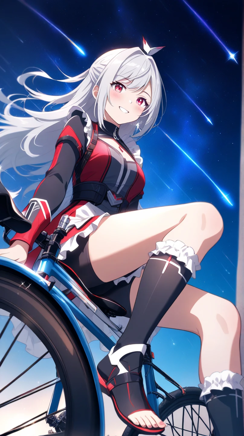 Emilia re:zero, purple eyes, Emilia, crown braid, x hair ornament, flower hair ornament, (white hair:2.0), long hair, medium breasts, crop top, mini skirt, anime girl with a checkered flag on a race car, rias gremory, pixiv 3dcg, erza scarlet as a real person, drawn like the anime speed racer, makise kurisu, masuimi max, juri misaki, twintails white_gloves, pixiv contest winner, at pixiv, senna from league of legends