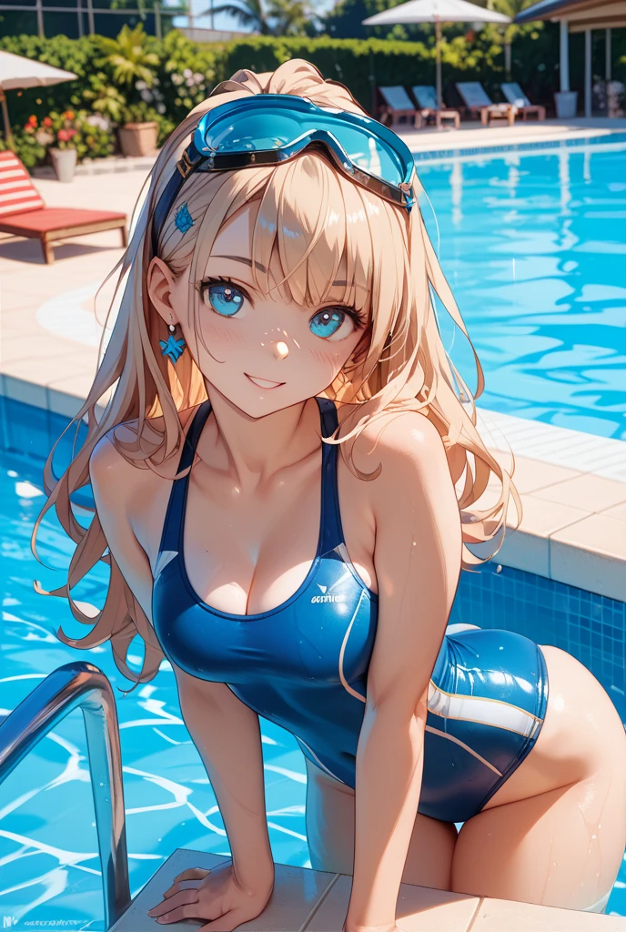((Top Quality)), ((Masterpiece)), ((Detail)), Perfect face, Perfact bodty, sitting on the swmming pool, listening to music, wearing headphones, wearing swimsuits, swimsuits are transparent, legs open Sitting wide open, wearing tight clothing (yes, buttocks and breasts are exposed). I see a face, one women