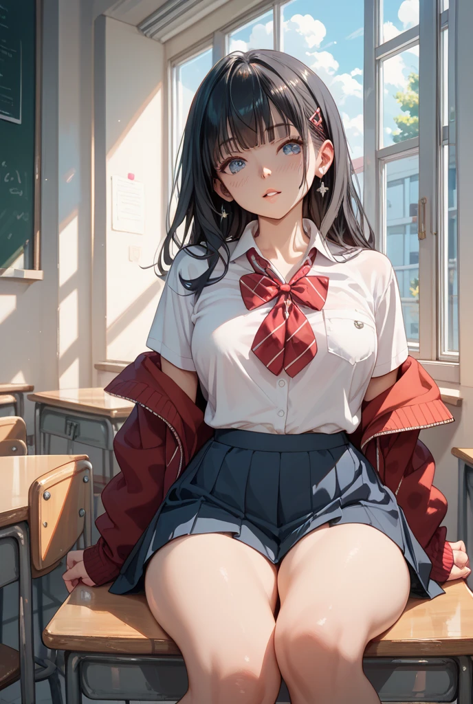 anime girl sitting on a bed with a suitcase in the background, the anime girl is crouching, female protagonist 👀 :8, beautiful anime girl squatting, from girls frontline, seductive anime girl, female anime character, anime. soft lighting, 4k anime wallpaper, guweiz on pixiv artstation, badass anime 8 k, rin