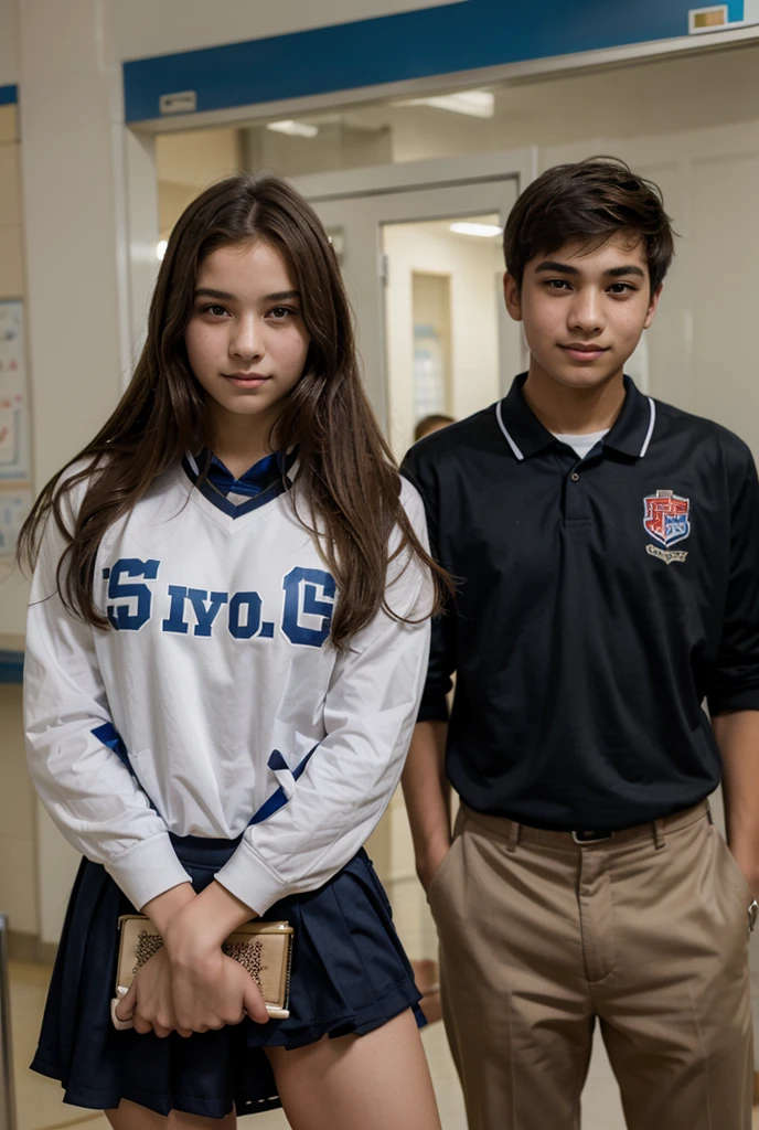 School couple, basketball boy, beautiful and handsome, school background, handsome boy