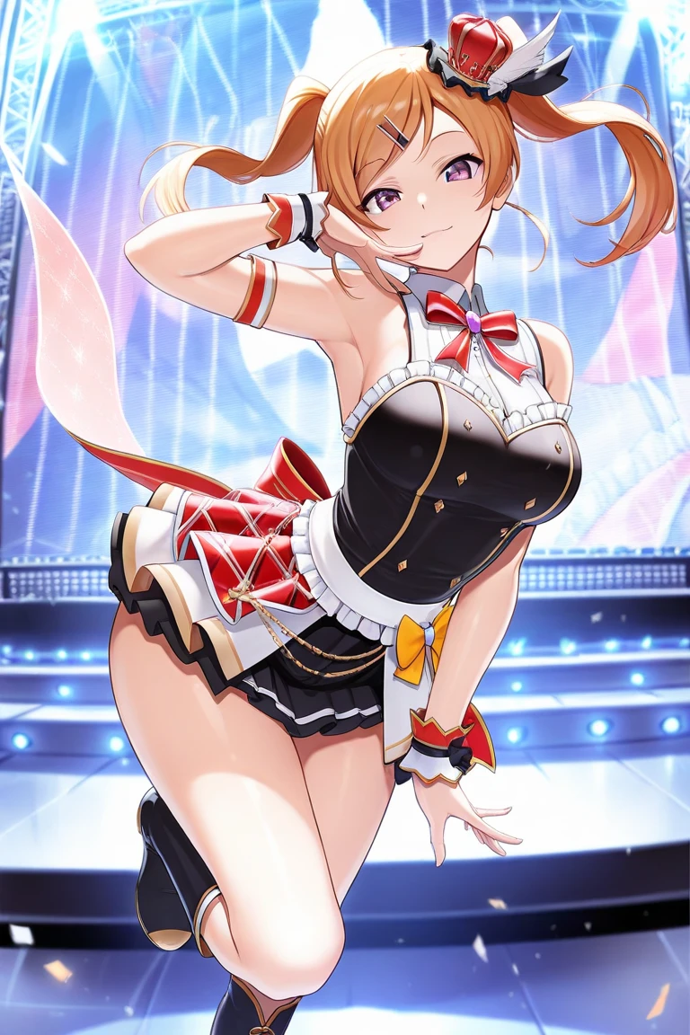 AMARIAKARI, BROWN HAIR, TWO-TONE HAIR, RED HAIR, MINI CROWN, JEWELRY, SIDE PONYTAIL, STREAKED HAIR, SHORT HAIR, RED EYES, , large breasts,, Live Stage, solo .nsfw