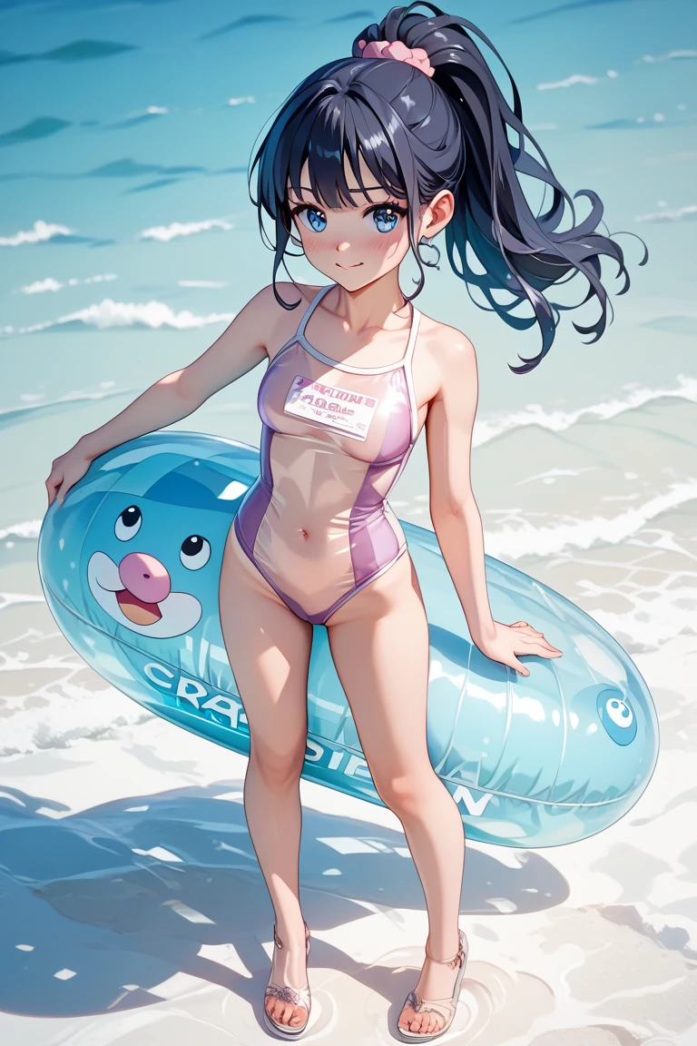 NSFW, hyper photorealistic, full-body view, Cuteness Pop Horror Style, Lewd hottie slime in colorful slime costume, Wet and sheer micro mini bikini, Cameltoe, Heavenly Nightmare Asany Beach, ultra-detailliert
