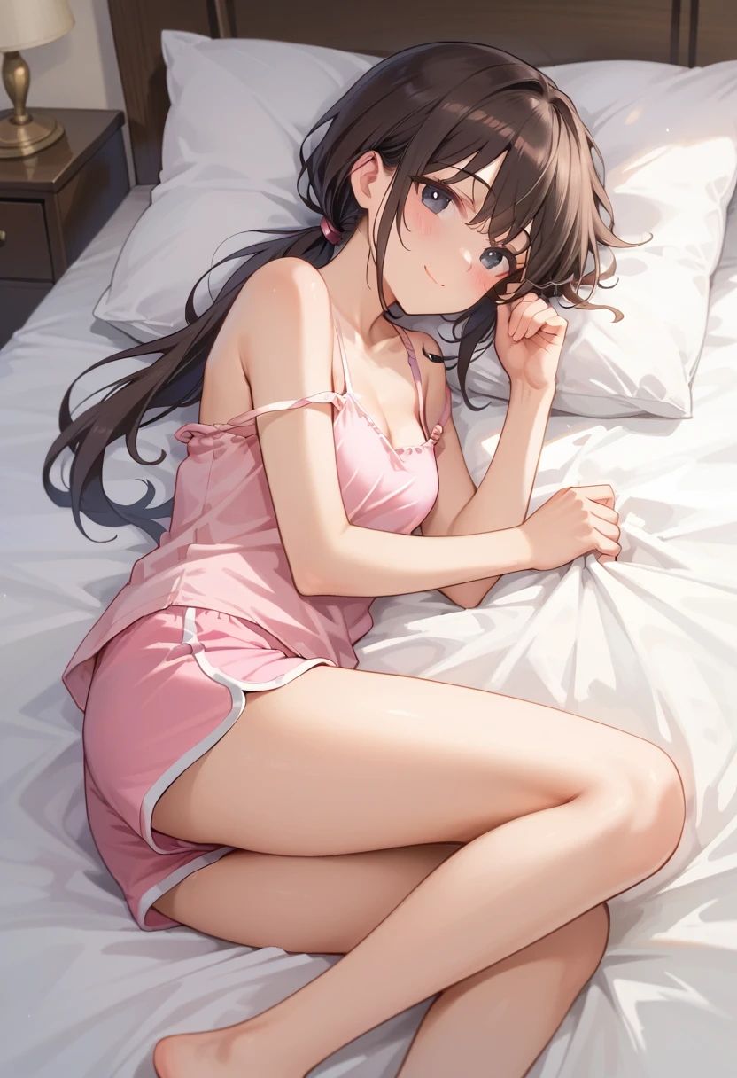 Top quality, 1 beautiful japanese woman, Nightgown, A-line Skirt, show panties, Early Morning Light