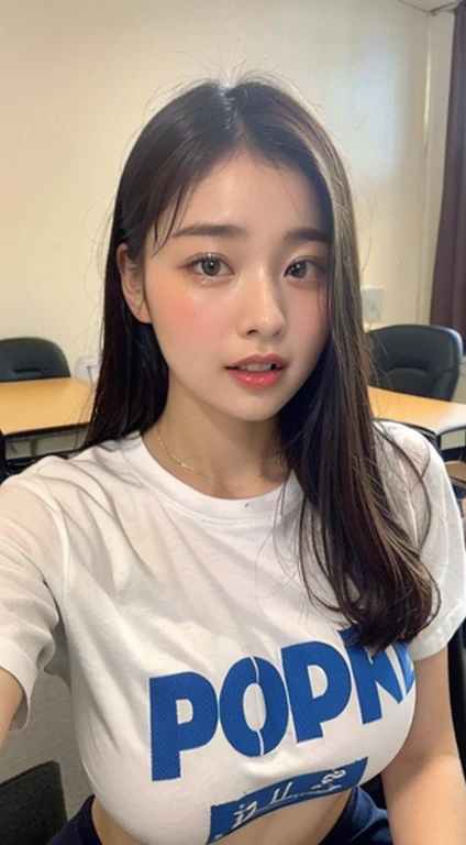 18 year old student dressed in a thin white shirt