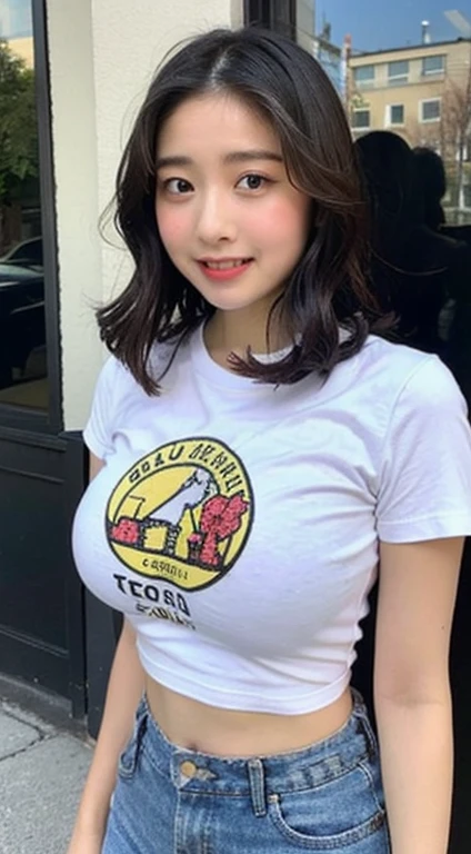 highest quality, masterpiece, ultra high resolution, (realistic:1.37), RAW photo, whole body,hip up, 1 girl, long hair, beautiful eyes, beautiful face, detailed eyes and face, T-shirt, dynamic lighting, in the dark, deep shadow, discreet key, cowboy shot