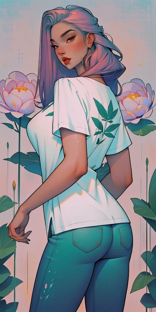 Background, mixed-language_SMS, Japanese letters in graffit, (beautiful and clear background:1.2),, fantastic paintings ,graffit style, olhos altamente detalhados , a white t-shir, cannabis print, marijuana tattoo, steeply, stylishly, fashionably, ultra detailed hair, Masterpiece, Best Quality, hig quality, high-resolution, detail enhancement, ((most beautiful image in the world)), Masterpiece, Best Quality, hig quality, high-resolution, detail enhancement, ((most beautiful image ), light pink hair, Mint Shiny Red Degrade Hair, t-shirt stampa flores, wearing jeans,, art by stjepan sejic, art by j scott campbell, art by guillem march, art by citemer liu, 4k, High Resolution, comic book character, comic, high quality detailed, style of ::2.0 comix illustration style,tatoon style, hig quality, high-resolution, detail enhancement, 8K, HD, Best Quality, hig quality, high-resolution, detail enhancement, 8K, HDR, Sharp focus, Ultra Detailed, Perfect lighting