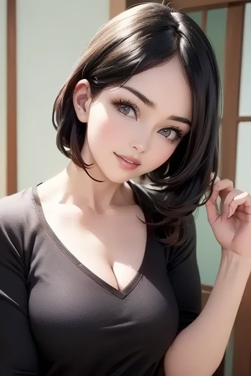 ((8K, Fotos CRUDAS, Calidad superior, Obras maestras), High definition RAW color photos. Professional close-up photographs., (realista, photorealism: 1.37), (Of the highest quality), (Mejores sombras), (mejores ilustraciones), clavicles ((grande)), ((erotic, sexy, Ultra high resolution, CG unified 8K HD wallpapers, Physically based representation, movie lighting), (aegyo sal:1), 18 year old girl, (chaqueta gris, cinta, medias, uniforme de secundaria: 1.2), Aula de secundaria, Hermosos detalles ojos, Luz en la cara, ((tiro de cuerpo completo: 1.2)), luz especialmente fuerte, (ojos superiores, sonrisa:1.2),piel brillante, (((pelo negro, pelo bob:1.2))), ( muslos gruesos), ulzzang-6500-v1.1:0.2, shy, (destello:1.2), NSFW , (hinchado), ((postura seductora: 1.2, atractivo: 1.2)), (inactivo), (sentado en un escritorio en el aula: 1.2)), ((buena anatomia: 1.2)), ((aula luminosa y refrescante, fondo borroso: 1.2)), cara perfecta, cara linda, (high angle shot:1.2)