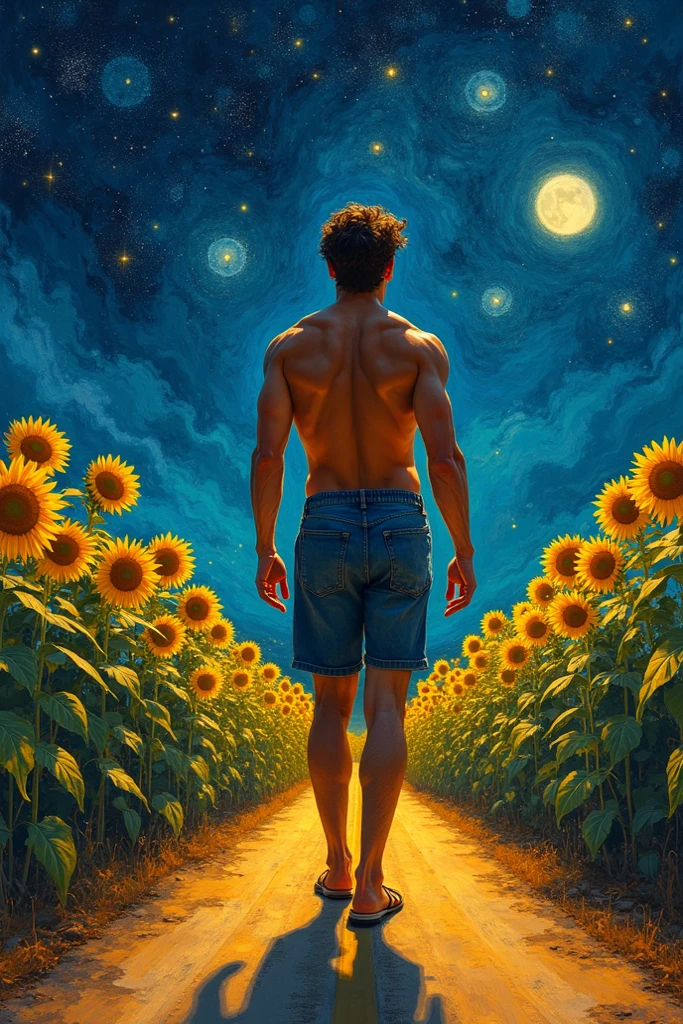 (1boy, photorealistic:1.4, ultra realistic, masterpiece:1.2, best quality, 4k, 8k) beautiful full body photograph of a 18-year-old asian male posing nude, backside facing, perfect butt, loosing back over shoulder, detailed eyes, slim body build, playful expression, intimate moments, delicate skin, detailed face, ultra realistic skin, youthful innocence, shot on Nikon d850 50mm, dlsr, RAW, photo studio lighting, 3 point lighting, flash with soft box, (sunflower field background)