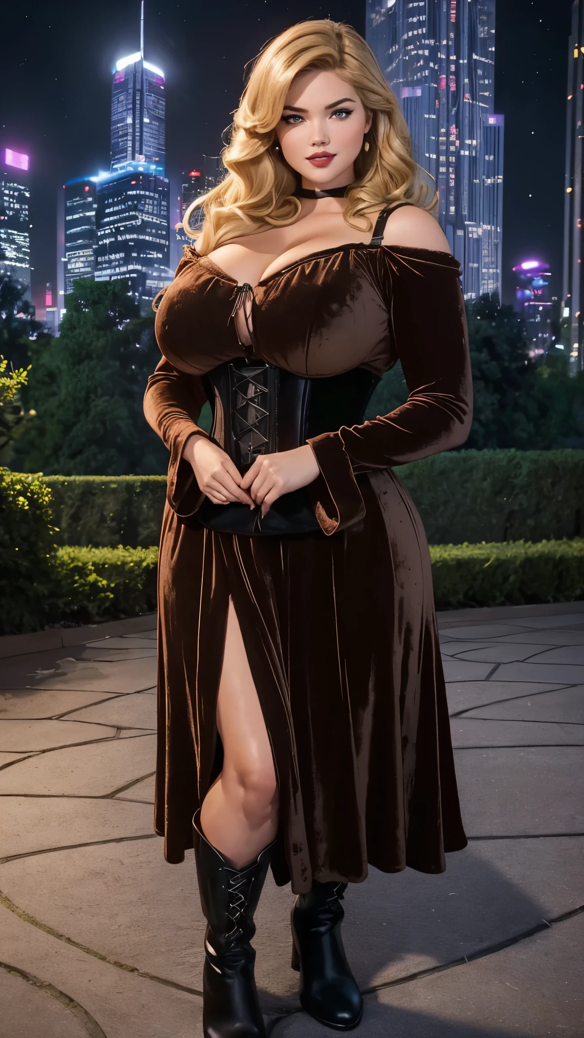 full body portrait painting、 (sexy london women)、Gothic clothing、cleavage of the breast、garterbelts、Enamel Pin Heel、lace pleated mini skirt、Sexy corset、Very long hair、extremely detailed eye、Highly detailed blonde hair,、Fully detailed hands、long eyeslashes、Seduction Pose、sexy pose、London cityscape background