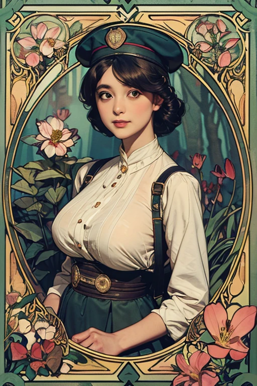 (style of Anne Bachelier:1.2), masterpiece, best quality, chubby milf, garden