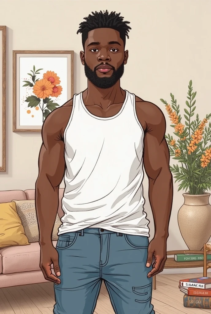 (best quality:1.5), a Handsome black man, Hawaiian, African, dark skinned, tanned skin, muscular, large pectorals, large nipples, large penis, sexy