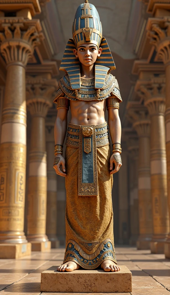 1 Full-length boy dressed as an ancient Egyptian pharaoh