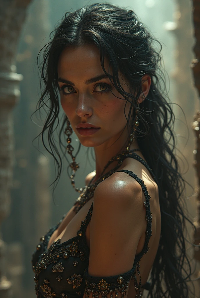 Hyper realistic-surreal and fantastic composition, perfect and dynamic digital painting, portrait of Anna Sawai, messy hair, black light atmosphere, style of Jose Royo, Boris Vallejo, Carne Griffiths, Wadim Kashin, Harrison Fisher, Brian Froud and Jeremy Mann, epic setting, black light show, combining styles of Steadman, Hanuka, Klimt, Bell, Hobbie, Newton, greg rutkowski, atmospheric, artstation trend, artgerm, deviant art, octane, masterpiece, intricate art, intricate details , matte painting movie poster, golden ratio, trendy on cgsociety, incredibly detailed and incredibly beautiful [By Frédéric Partiot]