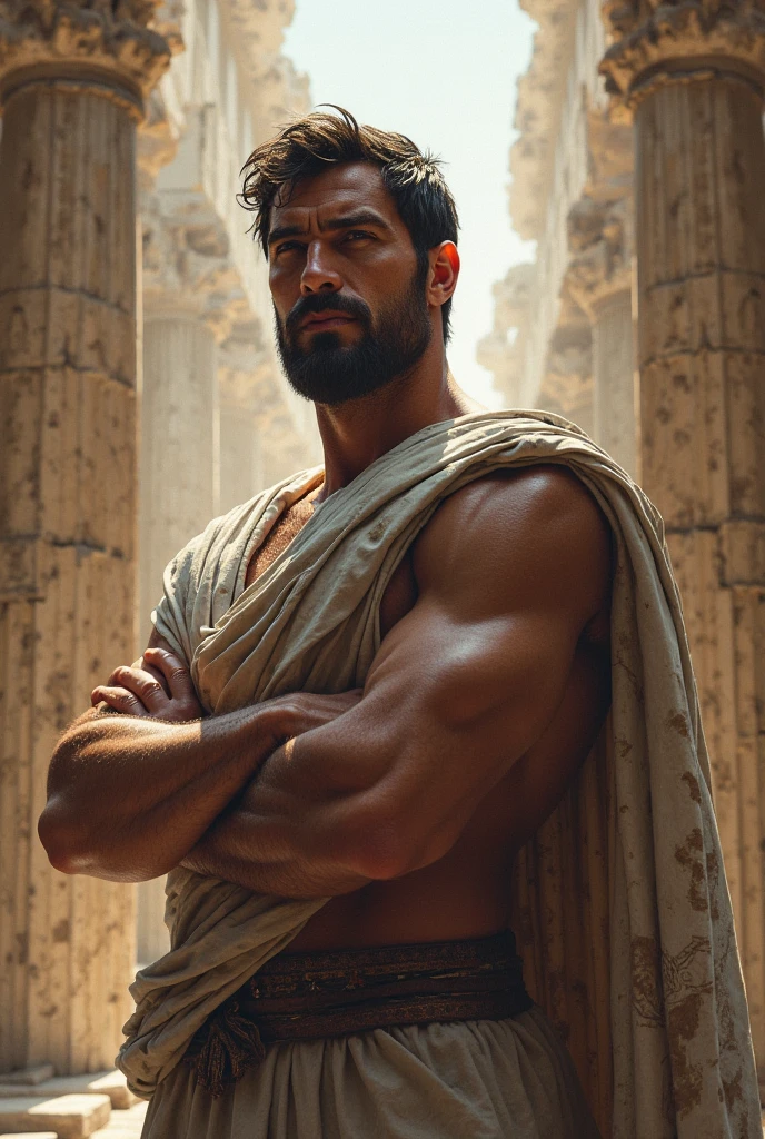 Stock Gricki Stoic
which is the historical Greek status with
Hercules-style profile muscles
Cinematic 8k and dark background
