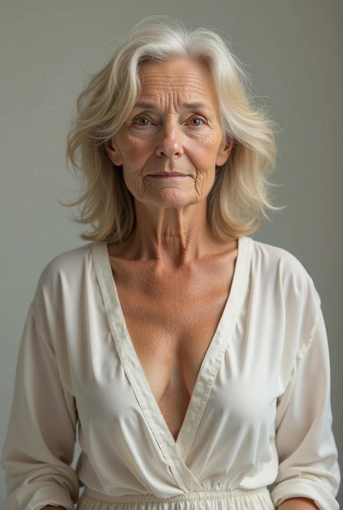 Hot and naked old woman with a naughty face