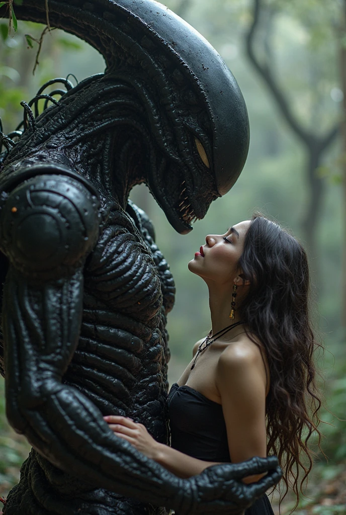 (((Very close up (((Xenomorfo Alien el octavo pasajero))),///In front of the Amazon warrior Wonder Woman long black hair cinematic surreal image HD))),(((imagenes color Splash))),(((Xenomorfo Alien el octavo pasajero VS Wonder Woman)))