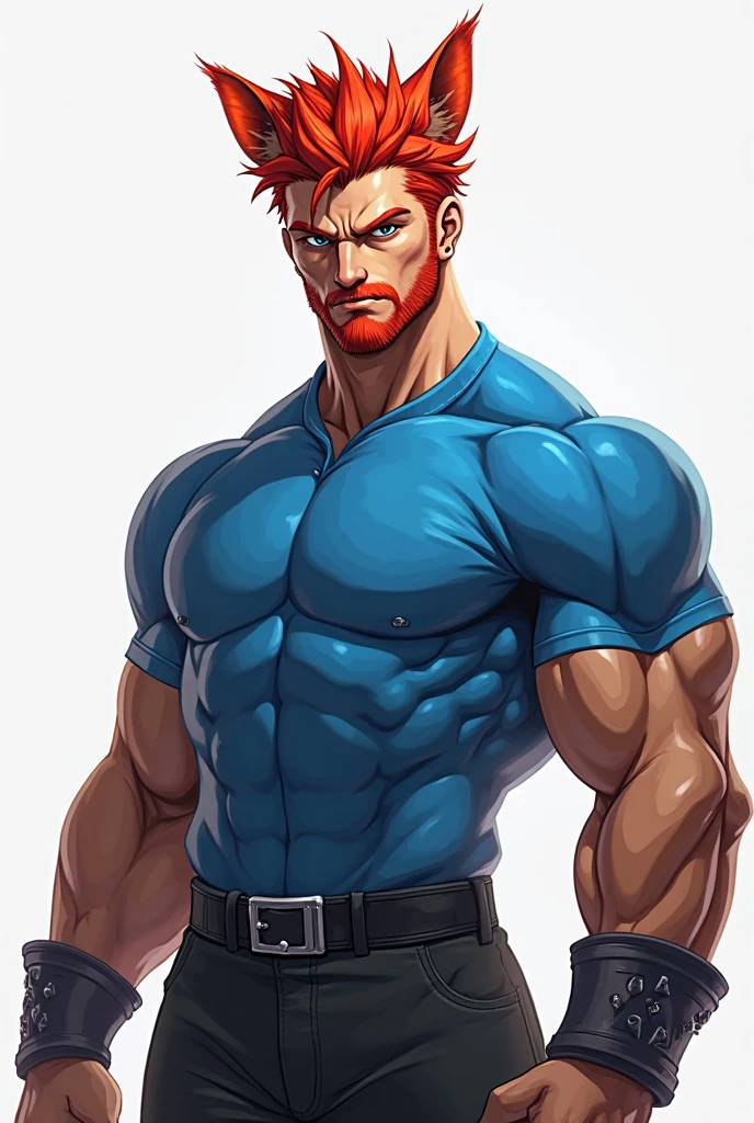 Muscular man with red skin all over his body,Wear only a pair of underwear