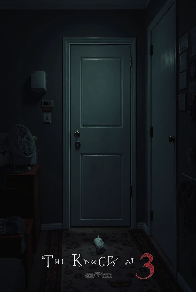 cctv footage of an extremely dark empty room with evil horror humanoid Japanese Ghost 
