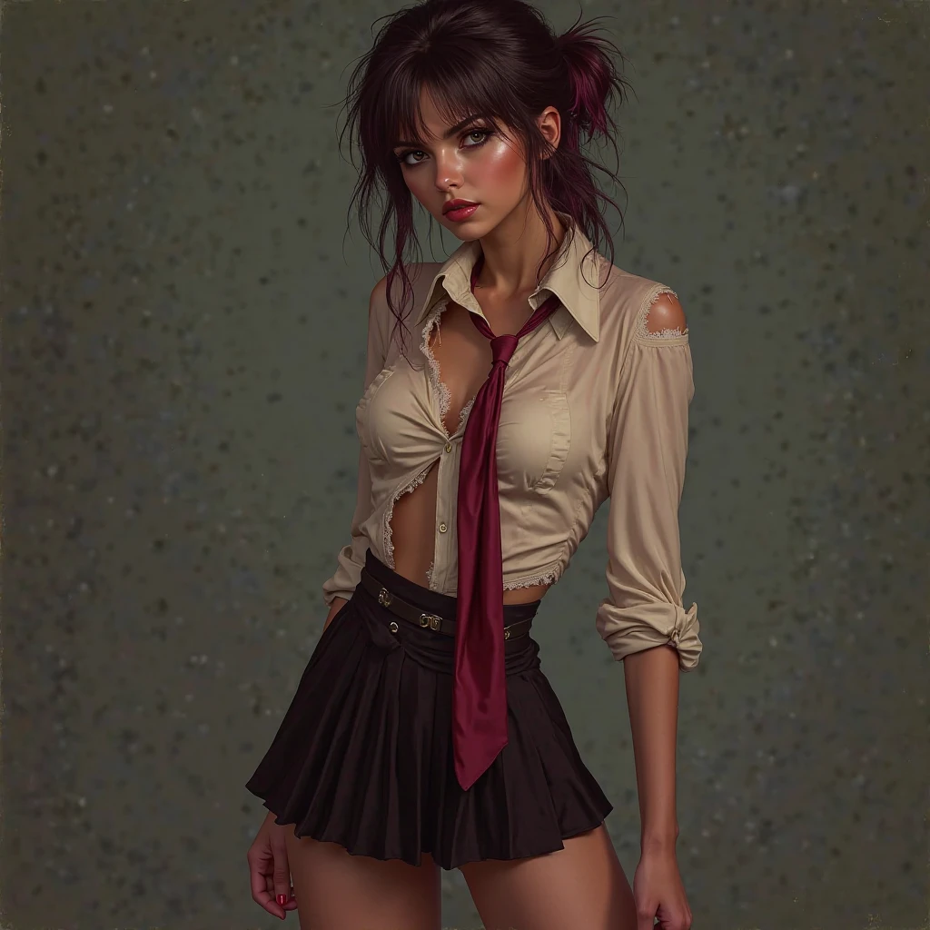 (full figure:1.1), (1 girl as yukino yukinoshita:1.5), highres, solo, (very small breasts:1.5), waist long black hair, (twintails:0.5), (pleated school miniskirt:1.5), (black Thigh High:1.5), (loose red ribbon:1.2), (cotton skirt:1.5), (unbuttoned white shirt:1.4), (ahegao:1.5), green eyes, (rolling eyes:1.5), (torn clothes:1.5), (naked breasts:1.5), spread legs, (standing:1.1), legs wide open, (in a dungeon:1.2), legspread, breastapart, no panties, perfect body, just two perfect legs