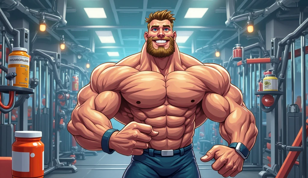 (medium_wide_shot), white man, (39yo), (auburn_haired), handsome, hunk, beautiful man, beard, muscled, beefcake, hunky, sturdy, hairy, (white tank top), red_shorts, bulge, (cap with the word COACH), (coach_whistle), detailed_face, detailed_eyes, looking at viewer, front view, (full_frame), lockers_background