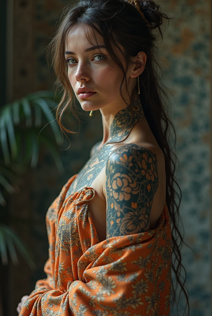 Mujer hiperrealista con tatuajes de espalda con gran culo Instagramer