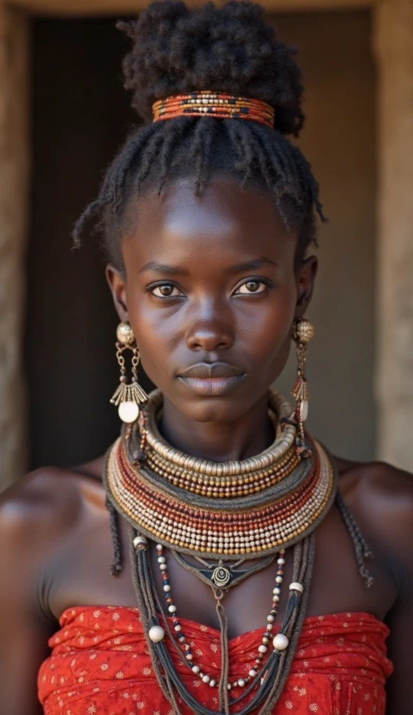 (photorealism:1.2), African woman with shaved head