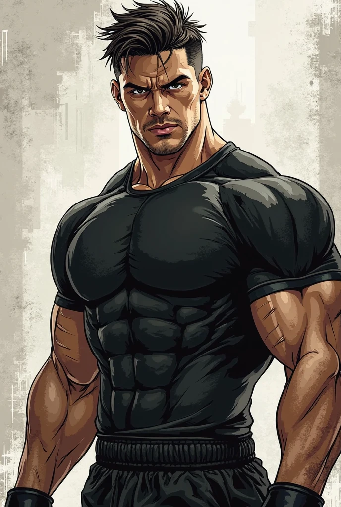 Good looking Muscular 6 food man with mid length blonde Curley hair blonde mustache wearing all black with big bulge in crotch area