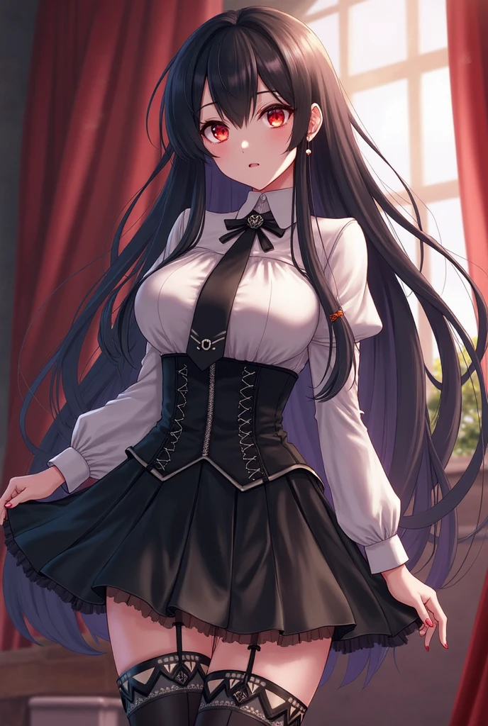 (Best quality,4K,8K,A high resolution,tmasterpiece:1.2),ultra - detailed,(actual,realistically,realistically:1.37),Ultra HD face, HighDynamicRange,hyper HD,Studio lighting,Ultra-fine painting,Focus sharp,physically-based renderingt,Extremely detailed description,professional,terror,japanese manga,sci-fy,photography,Concept artist, （RAW photogr：1.2），（realistically：1.4），（tmasterpiece：1.3），（Best quality at best：1.4），超A high resolution，（Detailed eyes），（detailedfacialfeatures），（Detailed clothing features），HighDynamicRange，8K resolution，Just focus，looking at viewert，（through bangs：1.1），like a dream，（extreme detail drawing），1 busty girl，solo，Cute big breasts，Innocent，（ssmile），Full body lesbian，Black double ponytail，luring，Comey_schools，Blue blazer，Blue striped red pleated skirt，black pantyhoses，Close-up cleavage, Colossal , Crazy breast swelling, Chest larger than shoulder blades, Slimming the waist, White skin of the, Pelvis larger than shoulder blades, Fitness model, Ruddy cheeks, sweaty, A smile, Standing in the corridor of campus