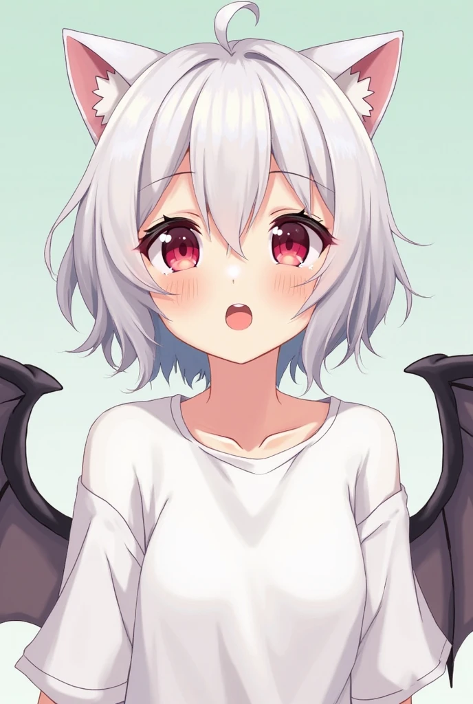 Standing picture　white background　whole body　animal ears　dragon wings