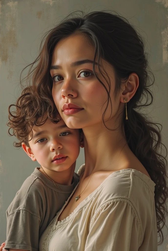 (colorful adult Magazine cover with lots of text),(close-up:1.2),pajamas, 1girl,Grasp by hand,(mother and son:1.5),(kiss:1.2),(A ten-year-old boy:1.4),(hug),(1boys:1.6),{26-year-old lactating woman},drunken eyes,Side Chest,open at the chest,disproportionate breasts, Nipples standing up,sweat,((Sleeveless,sensual low-necked , open neckline:1.3)),{hairbuns,Women's hairstyle}, (areola:1.4),Ultra-fine face, detailed eye, Double-fold eyelids,ssmile,pervert