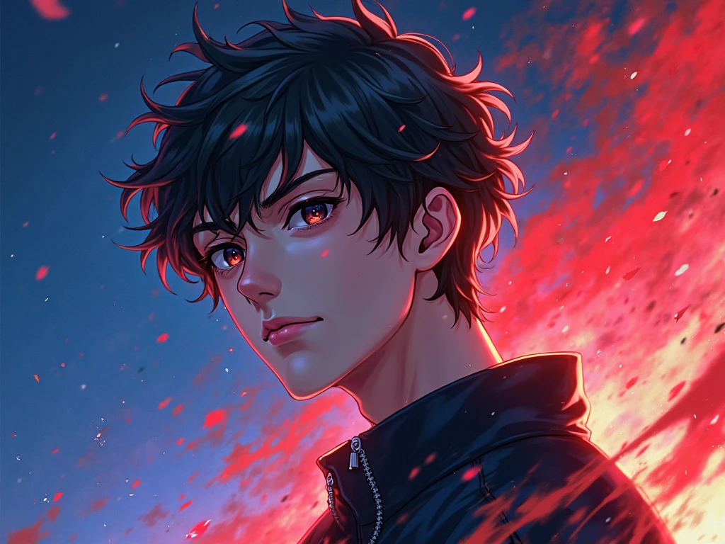 Create a close-up anime image of a yandere guy, (in profile:1.2). He has long, disheveled black hair, large, sparkling eyes filled with a crazy light, pupils slightly constricted. He is dressed in classic Japanese clothing, a white shirt that has a few bloodstains on it. He has a dangerously tantalizing figure. (his face has a creepy and maniacal smile on it, his mouth unnaturally wide and curved:1.2). In the background is a dimly lit torture room with bloodstains and graffiti on the walls. Broken books and shards of glass lie on the floor, creating an ominous and frightening atmosphere. He should seem possessed to the viewer, his eyes should be fixed on him with an expression of dangerous devotion and possessiveness. The image should be highly detailed, a masterpiece with excellent lighting and the best quality., crazy, crazy smile, troll, evil smile, chiaroscuro, cinematic lighting, motion blur, optical illusion, stereogram, letterboxed, first-person view, close-up, from side, perspective, sideways, lens flare, Wide-Angle, UHD, retina, masterpiece, accurate, anatomically correct, textured skin, super detail, high details, high quality, award winning, best quality, highres, 1080P, HD, 4K, 8k, 16k