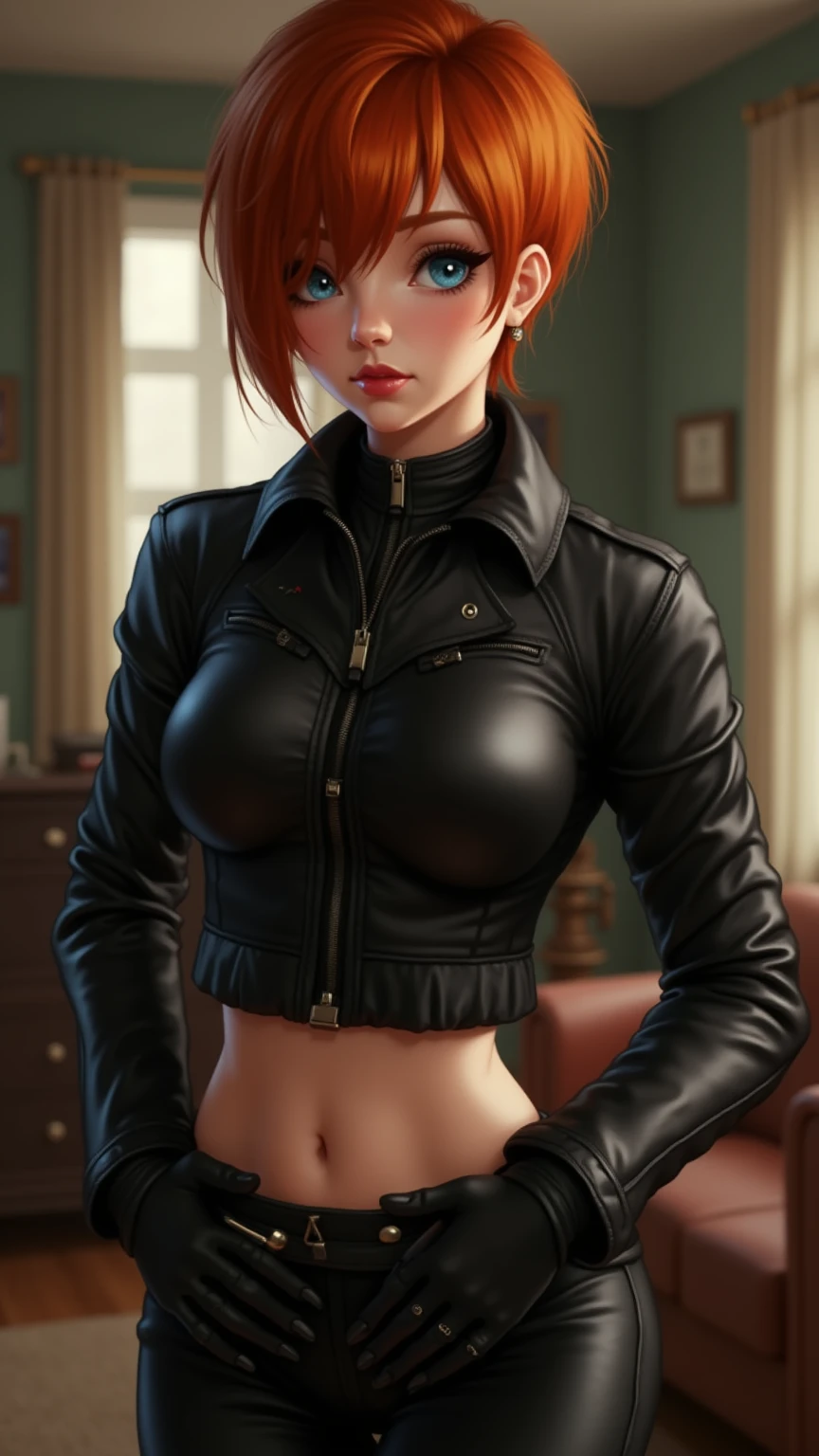 Butch Henchwoman, leather, corset
