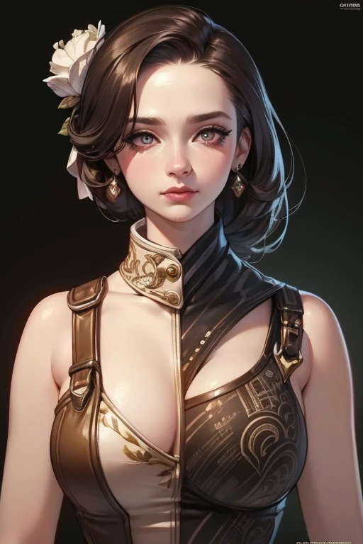 a close up of a girl with a metal structure body, gigantic breasts, big anime eye ball, a hyperrealistic painting inspired by Peter Gric, zbrush central contest winner, hyperrealism, highly detailed surrealist art, hyperrealistic illustration, hyperrealistic surrealism, very intricate photorealistic, extremely hyperdetailed, hyper detailed art, insanely highly detailed artwork, hyperrealist highly intricate, thomas veyrat intricate