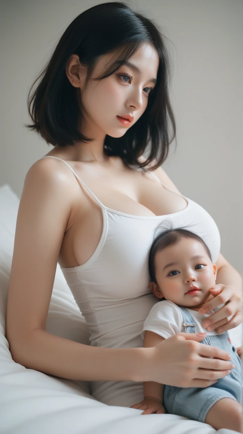 ((A beautiful girl has her breasts massaged from behind:1.4)), (8k, RAW Photos, Highest quality, masterpiece:1.2), Looking at the audience, Viewed from the front, Beautiful white skin, knees, Absurd face is small, Part your bangs down the middle, The forehead is visible, Glare, ((Cute and happy face:1.3)), Ultra-high resolution, cute, ((Slender body line)), (Outstanding proportions), high school girl, (Idolフェイス, Baby Face:1.65), Japanese women, Are standing, (Photorealistic:1.37), Photon Mapping, Realistic, cute顔が小さい, Brown eyes, prospect, Written boundary depth, Blurred Background, (I can see the bangs), Silky smooth hair, (Firm stomach:1.3), (Beautiful and slim thighs:1.4), Small beautiful butt, (Curved waist), thigh, Nogizaka idol, Idol, (Detailed hands:1.3, Accurate hands:1.3, Beautiful little hands of a girl:1.3), (Firm and beautiful breasts:1.3), Super quality, Low people, (Clear white skin, Skin with visible pores:1.2), (Focus on the face), Check and correct the garment construction, (Perfect Anatomy:1.3), (Detailed eyes and face:1.3, Professional photography techniques),