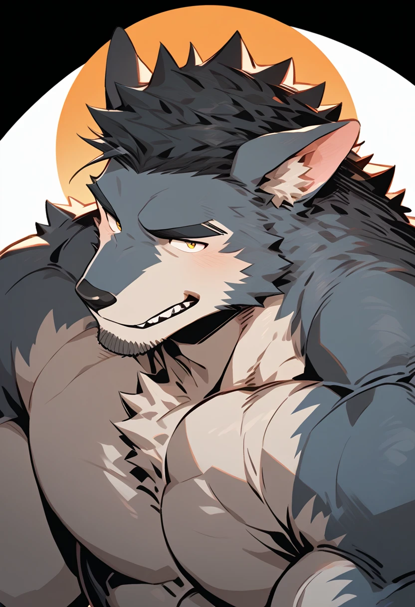 Werewolf black eyes black hair male focus.