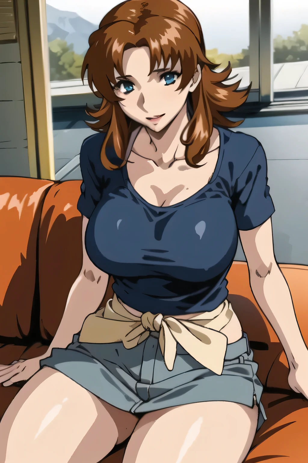 will I have brown hair color,Big Breastsでもウエストが細い,,(Please draw more delicately),(light blue wet shirt),(navy blue jeans micro mini skirt)( Navy blue panties),The work is wonderful enough for just one person 、I need a face, ,I'm wearing a navy blue jeans miniskirt, lying on the sofa , Big black wavy hair, , Big Breasts, Single girl sitting on a slim waist , , ,An almost 35-year-old woman with mature sex appeal,