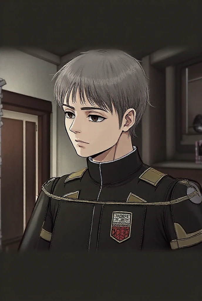 mappastyles4,best quality, masterpiece, official style, official art,((1girl)), solo, upper body,black hair, empty eyes,belt, black eyes,hand on own chest, paradis military uniform, three-dimensional maneuver gear, on back, on floor, ((blood)),injury, ((blood on clothes:1.2)),outdoors, desert,
