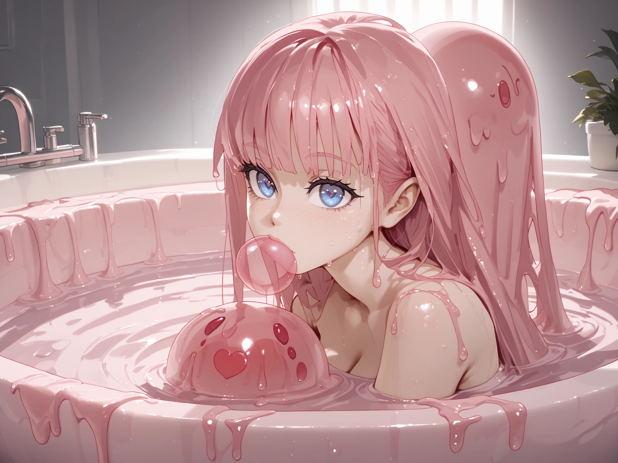 Absurd, Super detailedな,(In 8K:1.3),Masseter muscle area,(masterpiece:1.2)、(Highest quality)、4K、Super detailed、(Movement Structure:1.4)、(Shining Lights、Atmosphere lighting), High resolution, Best Quality、(One girl:1.4),Super detailedな,Bright colors、Treebreak Production Art、(Warm color light source:1.2),High-level image quality、Fine image quality、Intricate details,Volumetric Lighting,Realism BREAK、Profile、 Idol face、、Very beautiful face and eyes, Beautiful images、 natural make up、big eyes、 taking a bath (Baby Face:1.4)、(Big Tits:1.4)、(Breast bag:1.2), (glossy skin :1.5)、(Sweat:1.5), nsfw,(taking a bath:1.5), (bathroom:1.2) 、 (pink hair,blunt bangs,medium hair、wet hair:1.4)、 (Beautiful nipples)、(Delicate and detailed、naked)、 (orgasm face)、(White skin:1.4)