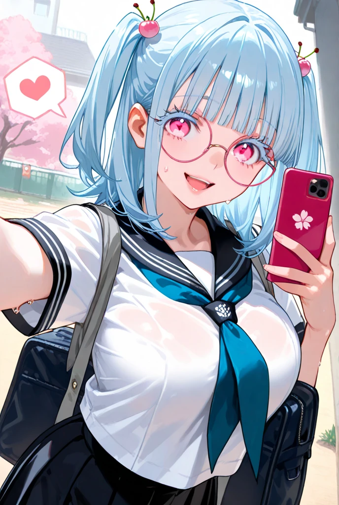 anime girl with glasses and a purse walking down a street, Kantai Collection Style, black and white manga style, in manga style, nagatoro, in style of manga, black and white manga panel, asuka suit under clothes!, Junko Enoshima, tsubasa nakai's style, inspired by Kaburagi Kiyokata、Bite、One navel、thighhights!Denim shorts!