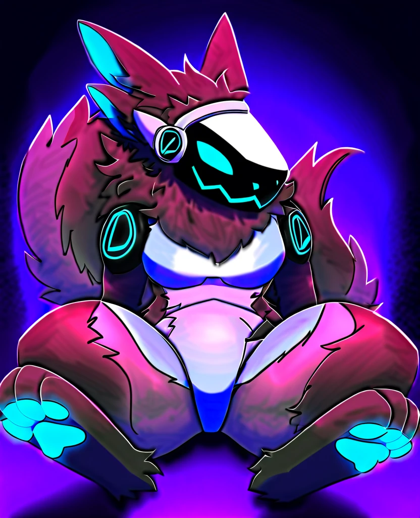 NSFW, solo, Red Protogen, Big canine penis, dominant