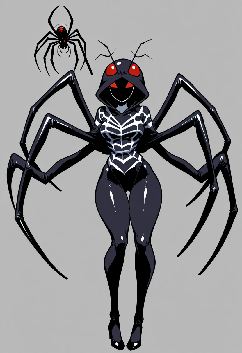 a cartoon spider, designed to be perceived more as a friendly adventure companion than an intimidating creature. This spider has big bright and expressive eyes, que transmiten curiosidad y amistad, making it easy for the audience to feel connected and fond of it. Its eight legs are less spiny and softer in appearance, tal vez con colores vivos como azules, verdes o incluso tonos pastel, to move it away from a more traditional appearance and give it a unique and cozy look.