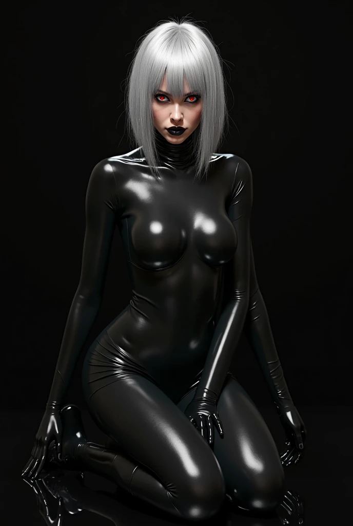 solo, simple background, monochrome, upper body, greyscale, bodysuit, black background, 1other, monster, arms at sides, horror (theme), alien,