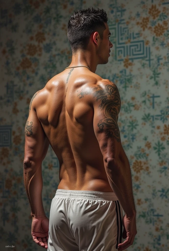 Picture of Cristiano Ronaldo&#39;s back with no tattoos on his body, There is a glimpse of various aspects of life that he wants to show on his YouTube channel., moments of everyday life.