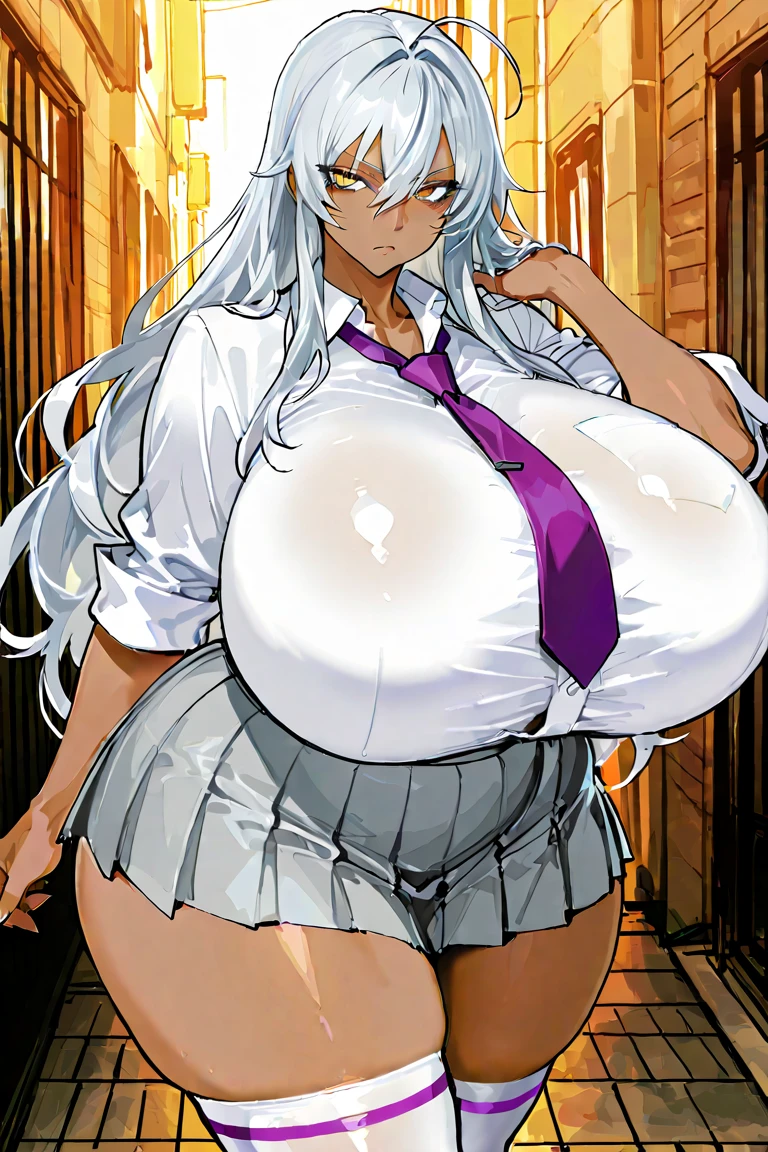 score_9, score_8_up, source_アニメ,アニメ style,Silver Hair,Center-parted bangs,long hair,Big Breasts,Eyes closed,Big Tits,cool eye,((1girl)),shiny skin,Reverse Bunny Suit,Lewd,Heavy breathing,