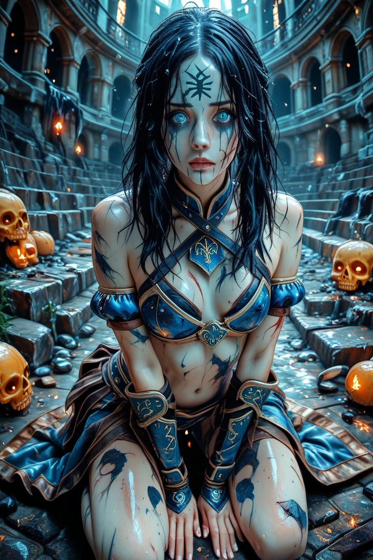 (((American photo))), solo:1.6,((one)) young girl (14 years old) in a chain mail bikini, (skin texture:1.1), (high detail face), (Huge breast:1.6), tattoo on her thigh, ginger, beautiful, in a castle, holding the severed head of a demon by its hair, realistic, hero, high details, degree cinematic color, fighting, , topless:1.1, nsfw:1.6

